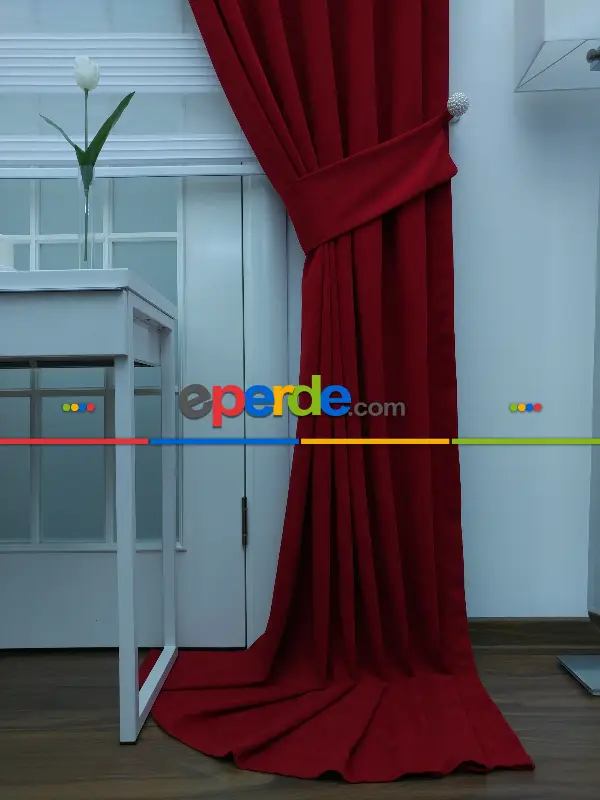 Kırmızı - Düz Fon Perde- Kırmızı