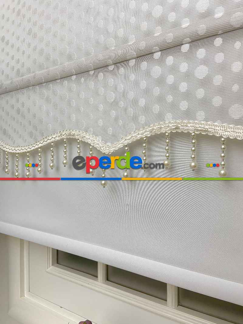 Brillannt - Çiftli Sistem Tül Stor Perde - Ekru - Açık Krem - Beyaz - Puantaj