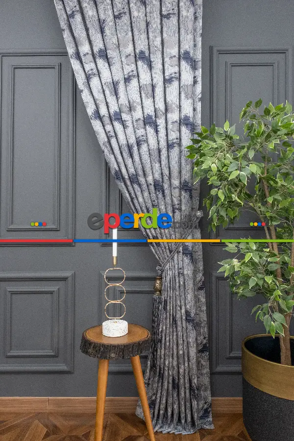 Desenli Jakar Fon Perde