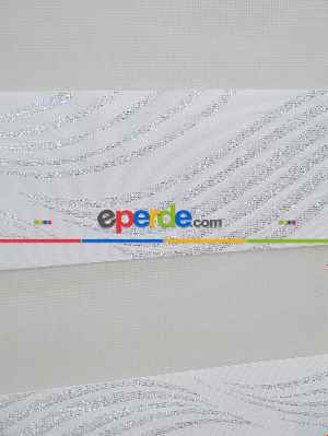 Jakarlı Zebra Perde Bdz-17- Beyaz Gümüş Simli