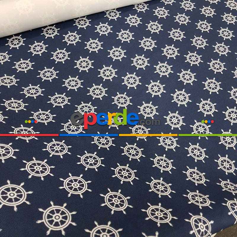 Marin Serisi Çapa Desenli Fon Perde Evm1512-6 Kumaşı Kalındır Duck Bezi Değildir- Lacivert