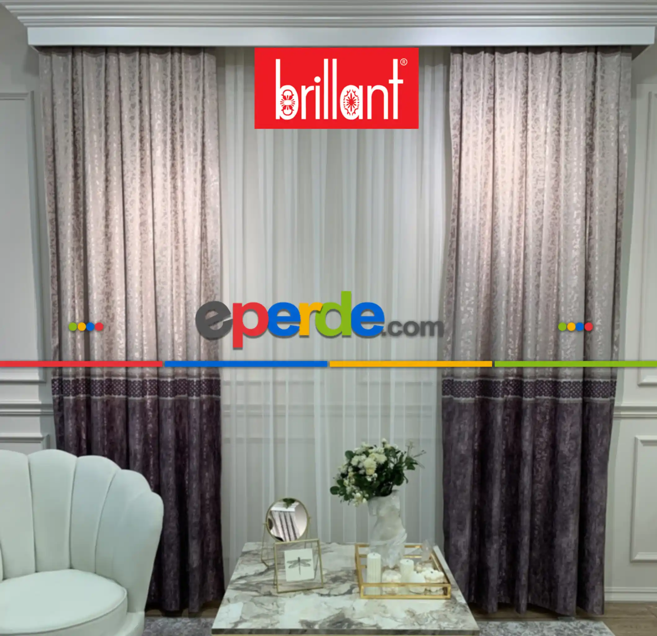 Brillant Perde Livabonarperde Yeni Tasarım Desen Renkl Fon Perde Yan Perde Kanat Perde