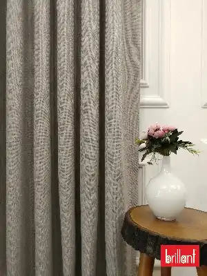Salon - Brillant Keten Taş Rengi Renk Düz Fon Perde 180cm- Taş Rengi