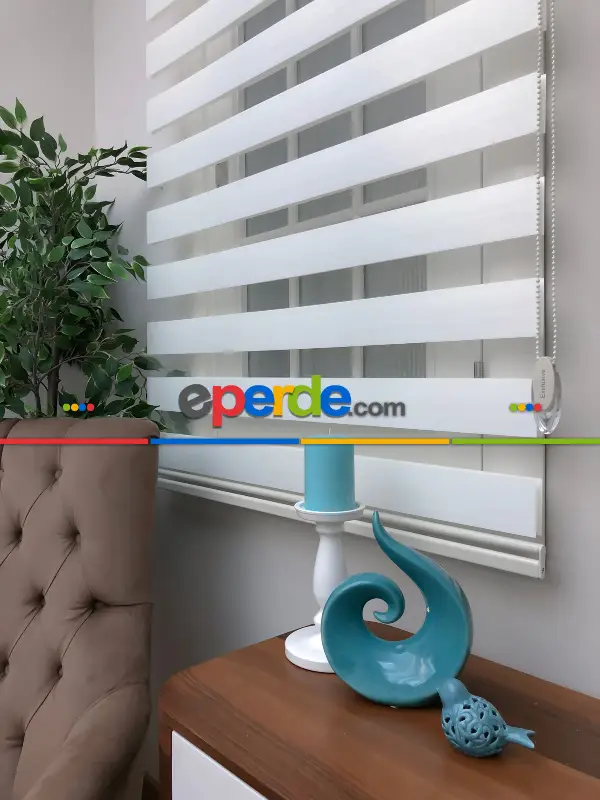 Yüksek Kalite Düz Zebra Perde - Ekru Renk- Ekru