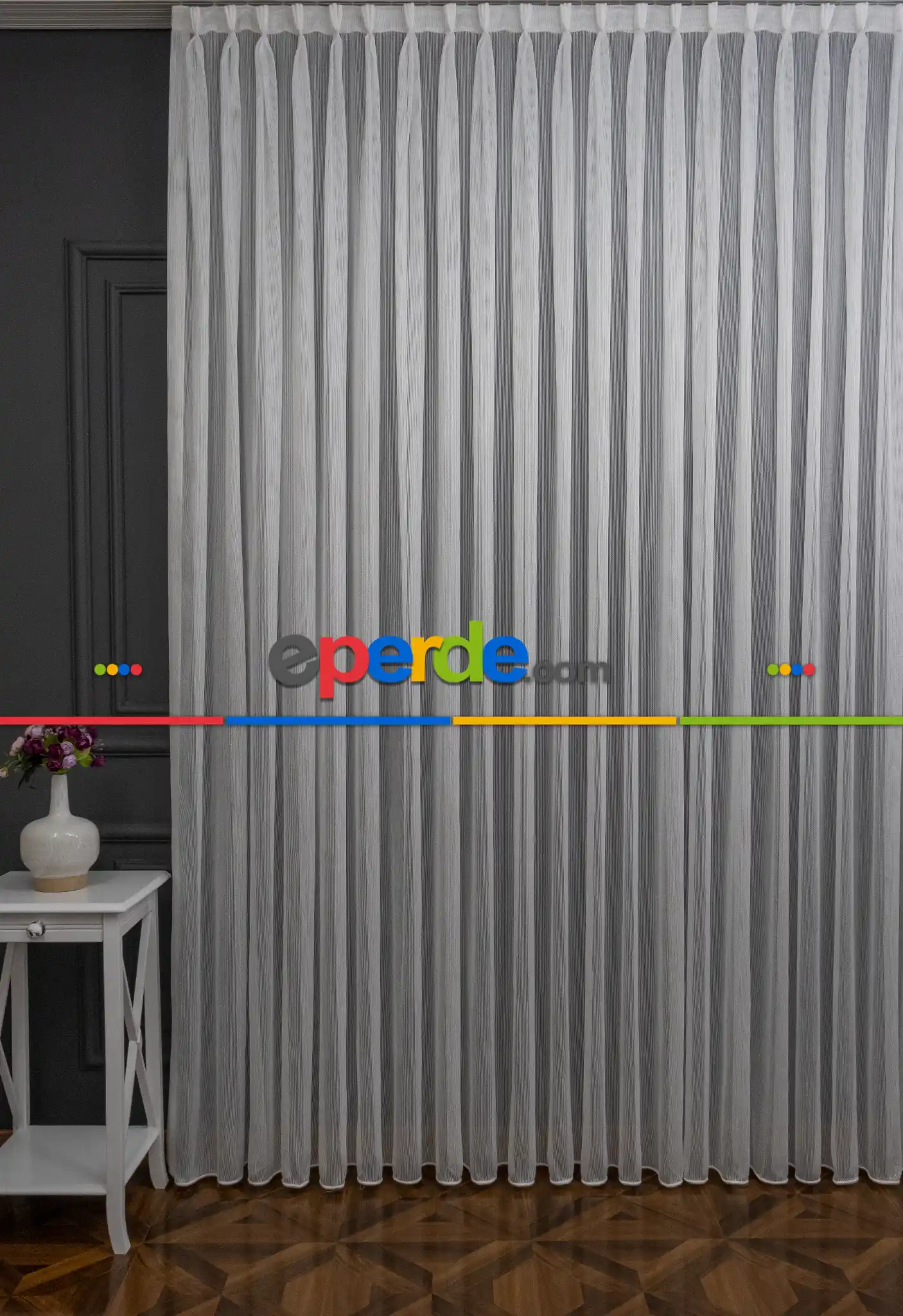 Zincir Çelik Dökümlü Tül Perde - İtinalı Dikiş - Amerikan Pile - Kurşunlu Tül