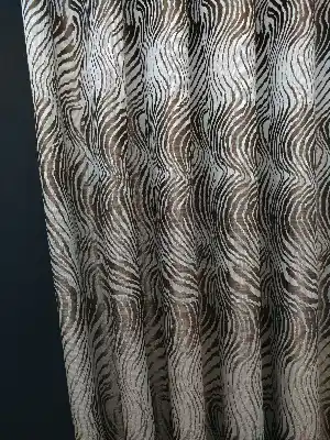 Kahve Dalga Desenli Jakar Fon Perde- Kahve Açık