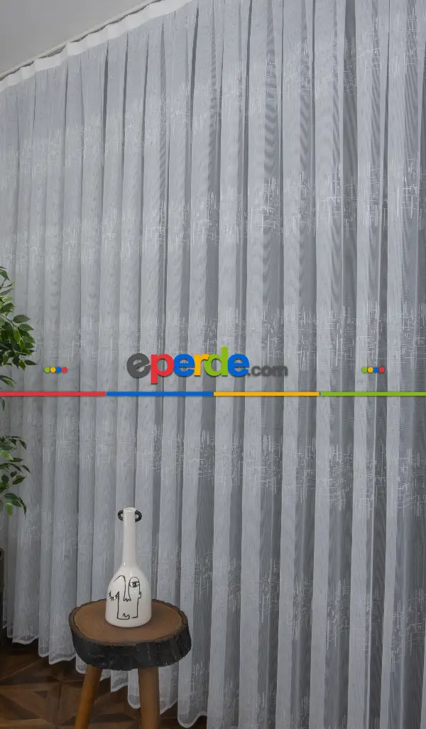 Taç Fransız Dantel Örme Tül Perde Konak153