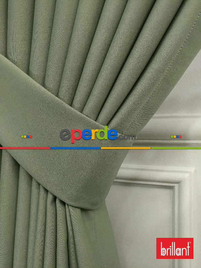 %90 Brillant Karartma Blackout Su Yeşili Renk Fon Perde- Su Yeşili