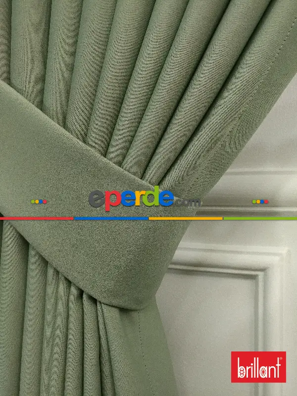 Yatak Odası - Brillant Karartma Blackout Su Yeşili Renk Fon Perde- Su Yeşili
