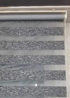 Salon Zebra Perde - Koyu Gri Gümüş Simli Zebra Perde Yeni Sezon- Gri Koyu