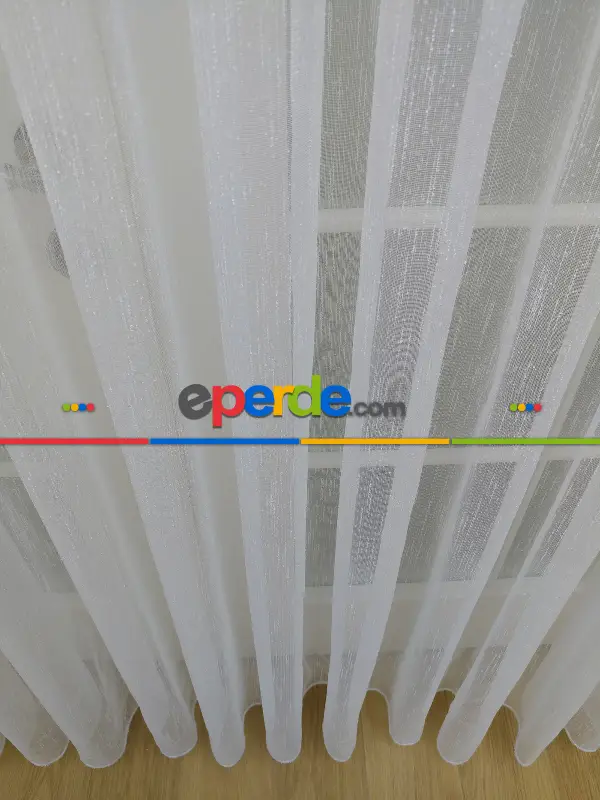 Tül Perde 4 Farklı Desen %35 Extra İndirim Sınırlı Stok 1/3 Sık Pile Seçeneği- Ekru 125cm X 260cm 