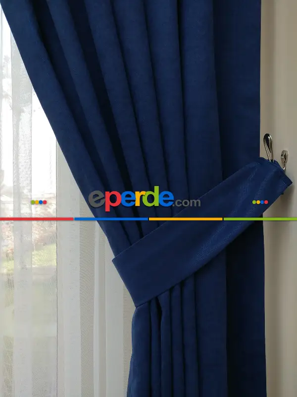 Lacivert Düz Fon Perde - Lacivert