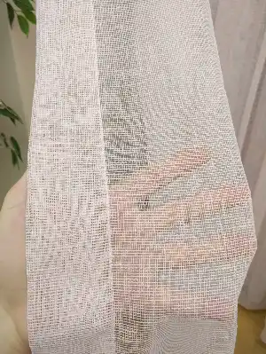 Metre İle Satış - Dolgulu Keten Yüksek Gramajlı Düz Tül Perde Kumaşı - Dikişsiz- Pembe Pudra Pembe