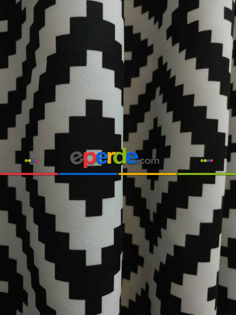 Siyah Mutfak Perdesi Kanat Fon Perde Modern Desenli- Siyah