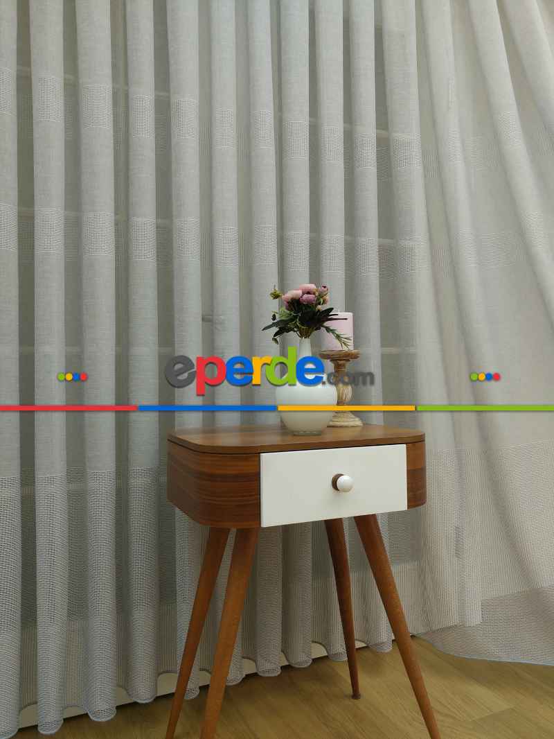 Gri Keten Tül Perde- Gri-füme-antrasit - Kurşunlu Tül