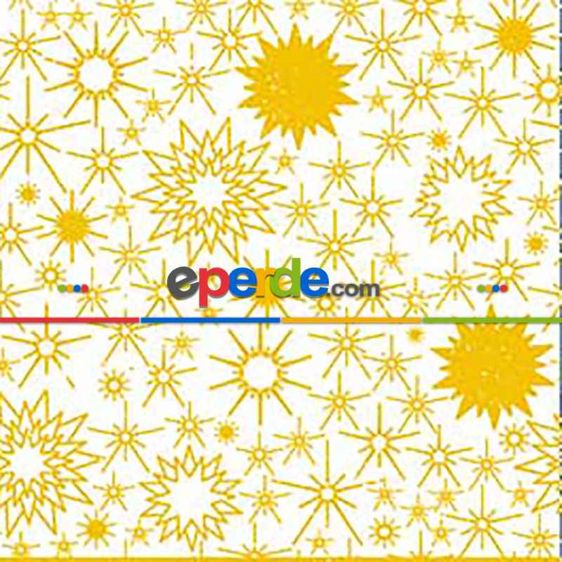 Yıldız Desenli Fon Perde Evm685-2 Kumaşı Kalındır Duck Bezi Değildir- Sarı-Beyaz