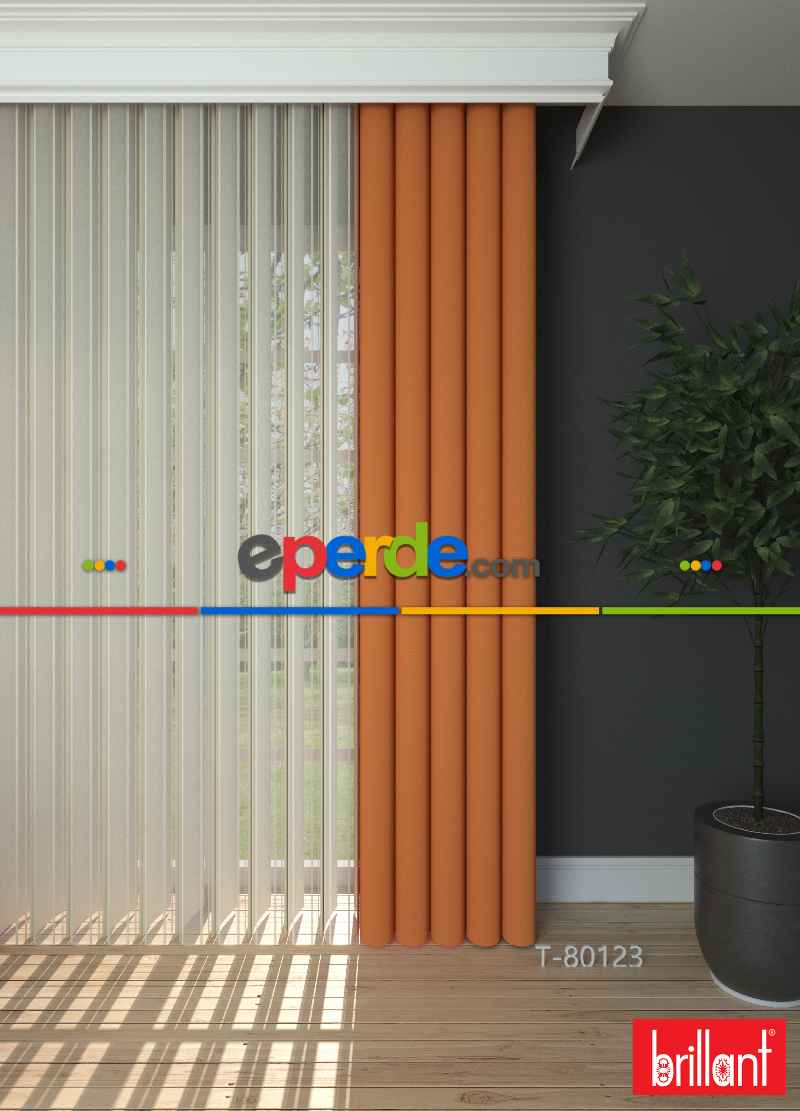Brillant Akıllı Tül Perde Turuncu Renkli Tül Dikey Zebra Perde Düz 1. Kalite