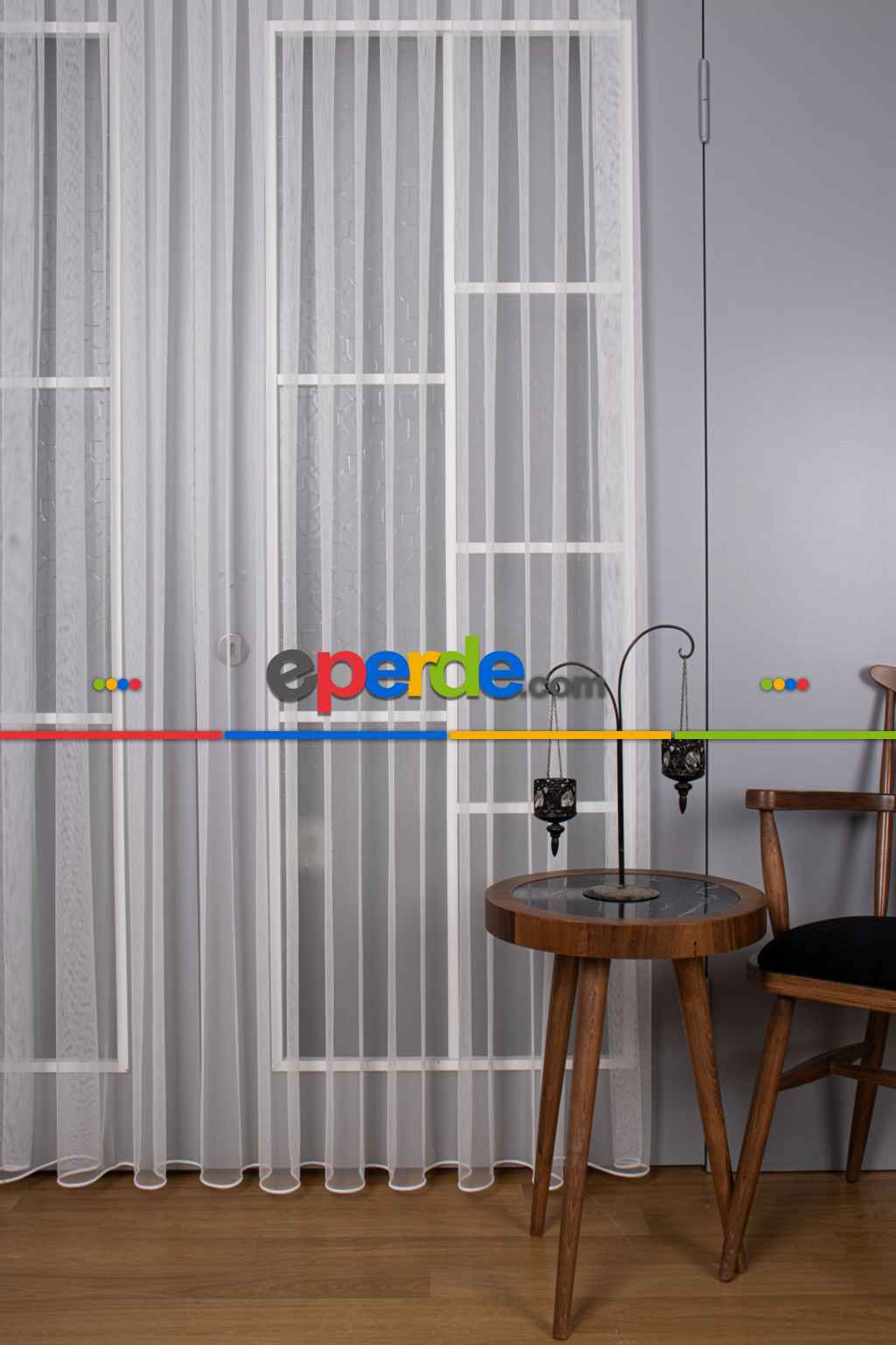 Petek Zemin Grek Tül Perde - Ekru