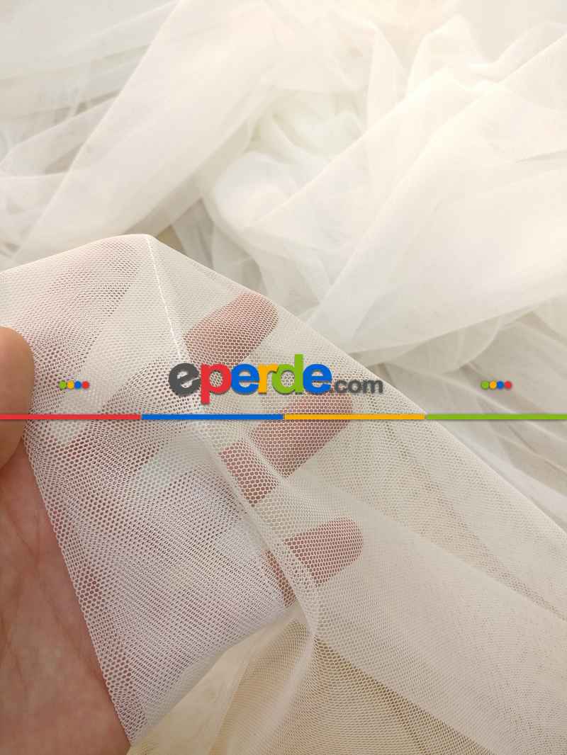 Mutfak Düz Tül Perde - Grek Zemin- Ekru