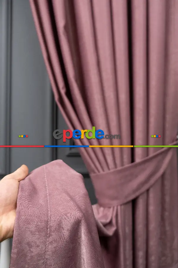 Yatak Odası - Soft Fon Perde Gül Kurusu Dökümlü En - Gül Kurusu