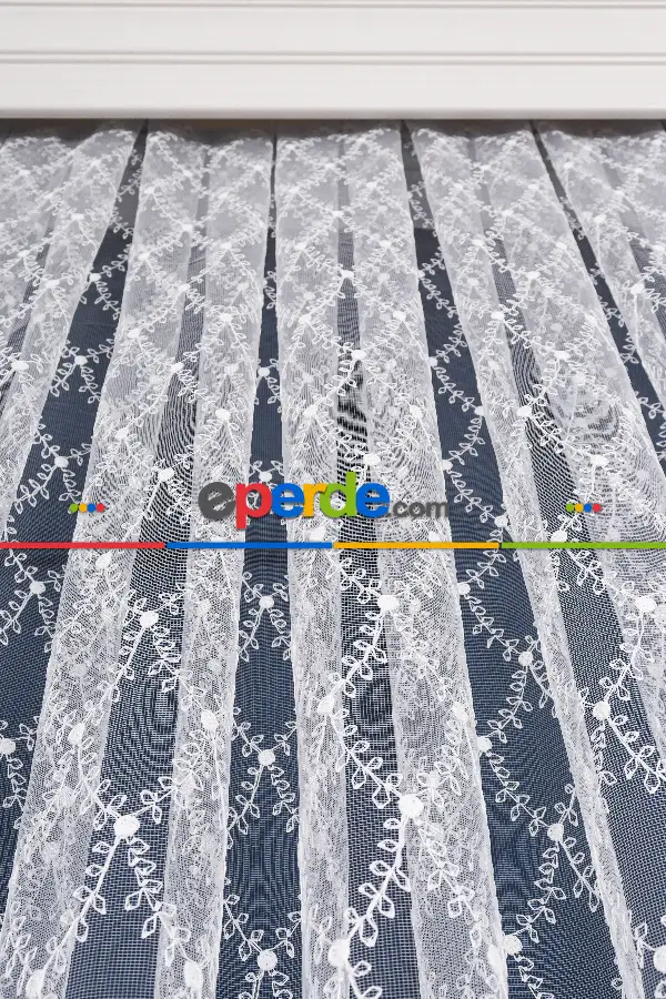 Balık Ağı Brode Işlemeli Tül Perde