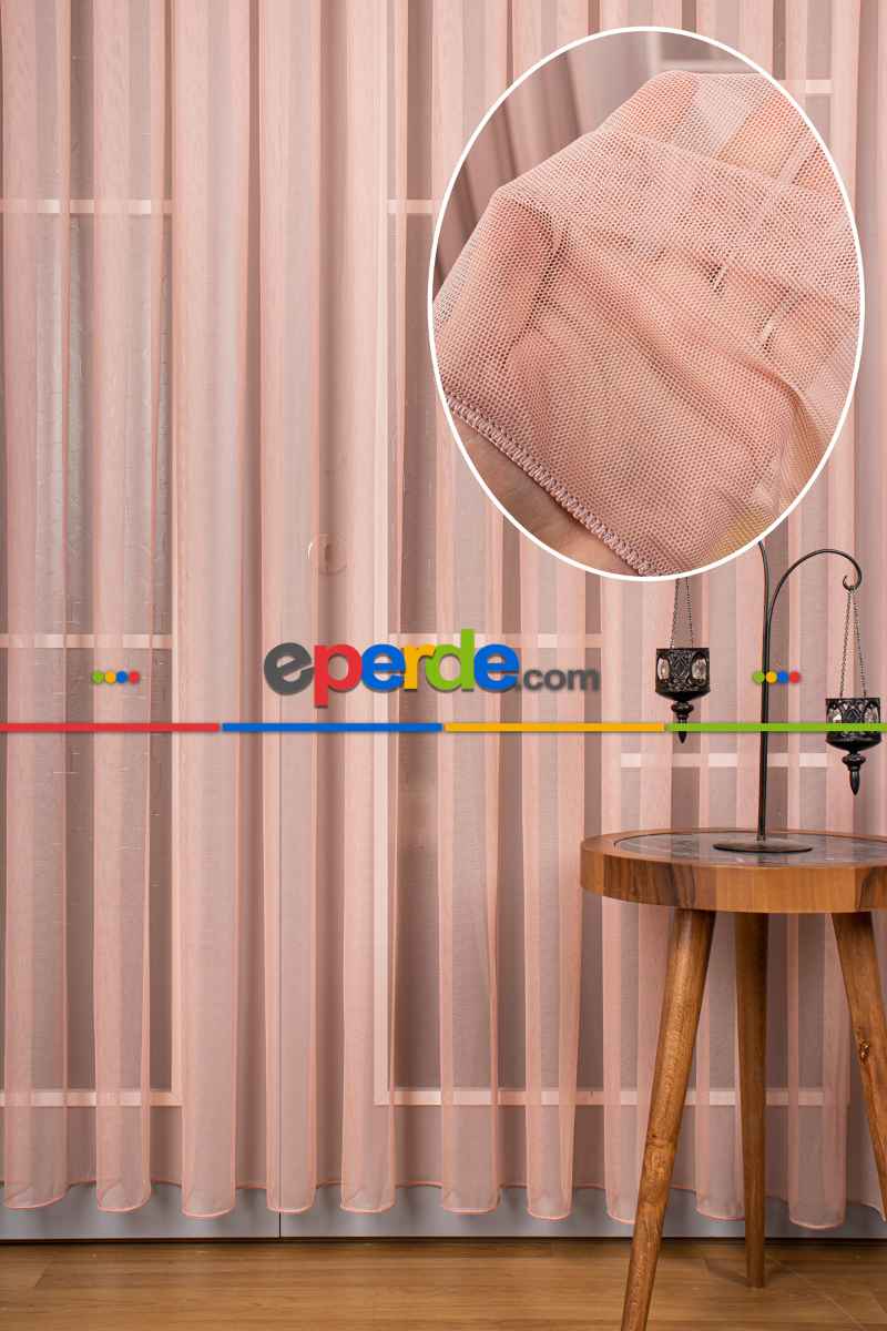 Yatak Odası - Pudra Grek Tül Perde Petek Zemin