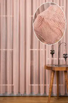 Oturma Odası - Pudra Grek Tül Perde Petek Zemin