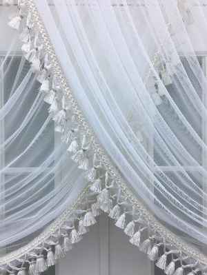 Kampanyalı Saçak Dahil Fiyat - Düz Tül Kruvaze Perde- Ekru