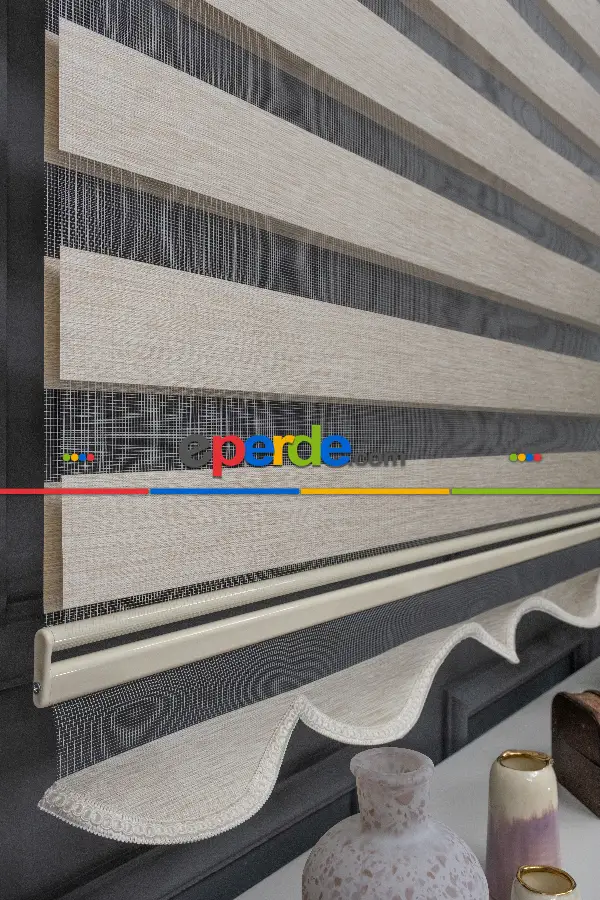 110x200 Hazır Krem Bambu Zebra Perde