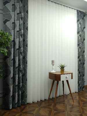 2021 Sezonu - Tül Dikey Zebra Perde - Fon Kumaşlı Tül Dikey Perde - Stor Tül Perde Hepsi Birarada- Gri Açık-gri Koyu-ekru