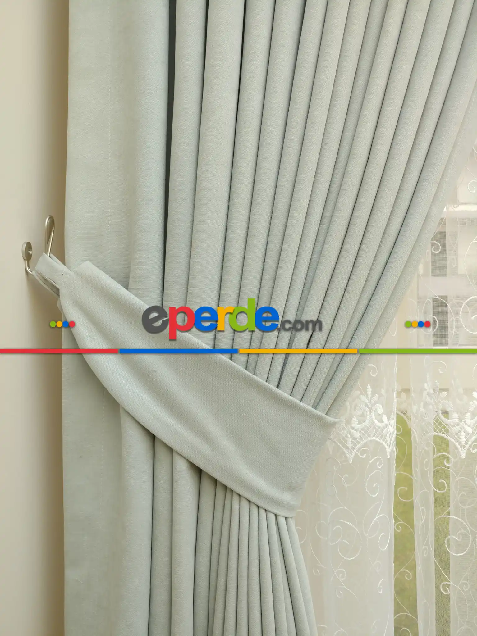 Açık Gri Düz Fon Perde ( Dökümlü Fon Perde )- Gri Açık