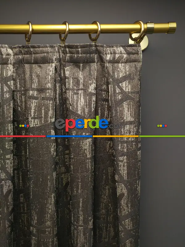 Modern Desenli Jakarlı Fon Perde Yeni Seri 101- Bej-füme-gri Açık