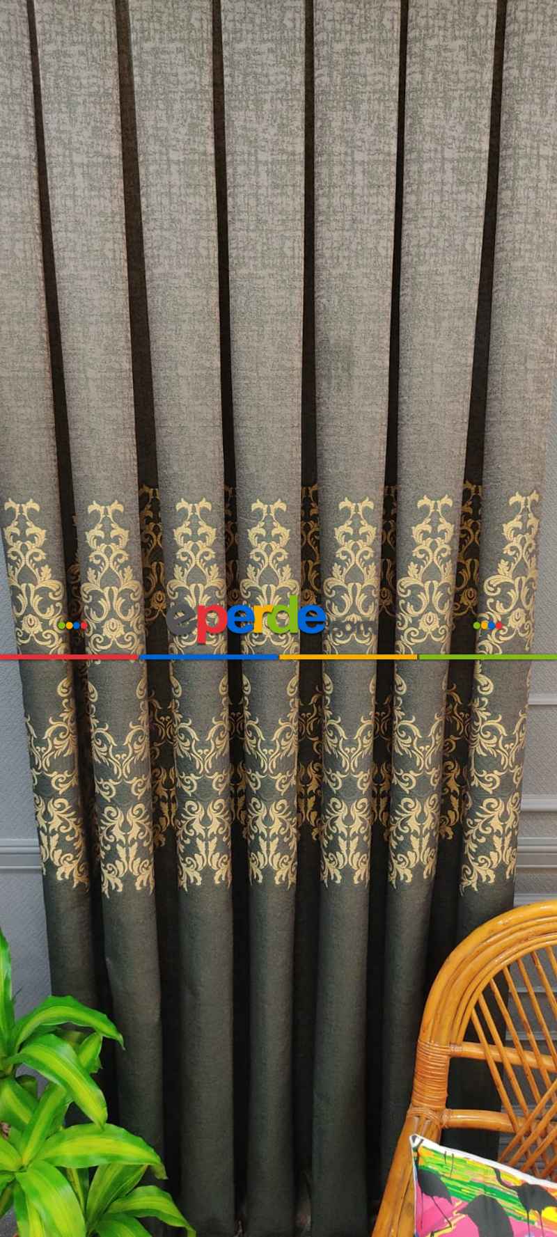 Salon Fon Perde - Kahverengi Desenli Fon Perde, Adet Fiyatıdır, İstediğiniz Boy Ölçüsünde Dikilir, Eni 50 İla 100cm Arası Seçenekler, Sık Piledir 100cm X 1cm 