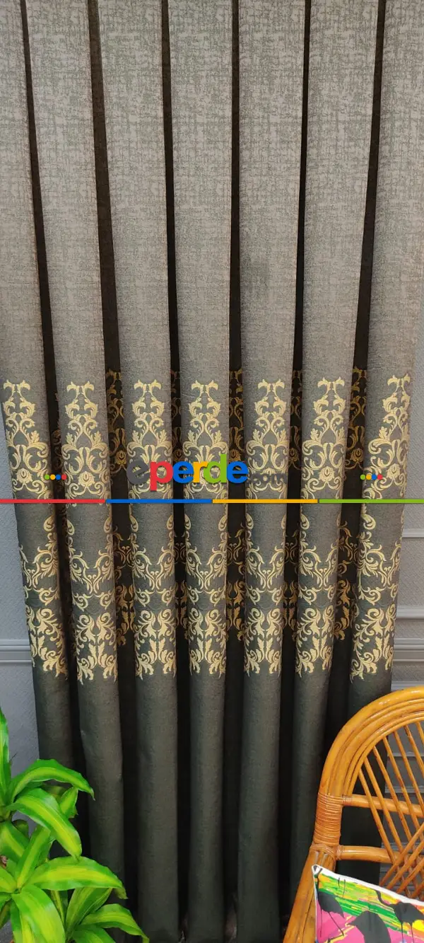 Yatak Odası - Kahverengi Desenli Fon Perde, Adet Fiyatıdır, İstediğiniz Boy Ölçüsünde Dikilir, Eni 50 İla 100cm Arası Seçenekler, Sık Piledir 100cm X 1cm 