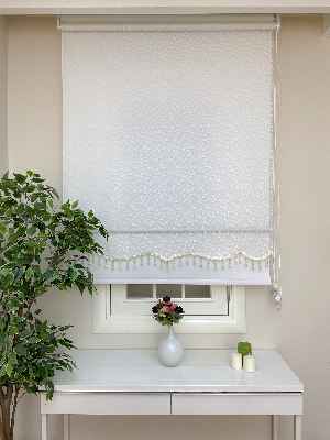 Salon - Çiftli Sistem Tül Stor Perde Ve Stor Perde- Ekru Rengi 80cm X 200cm 