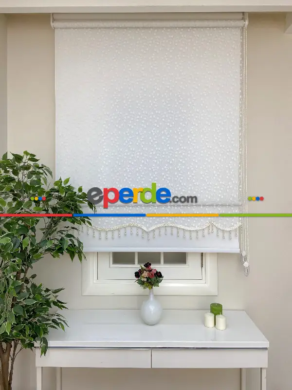 Brillant - Çiftli Sistem Tül Stor Perde Ve Stor Perde- Ekru Rengi 90cm X 200cm 