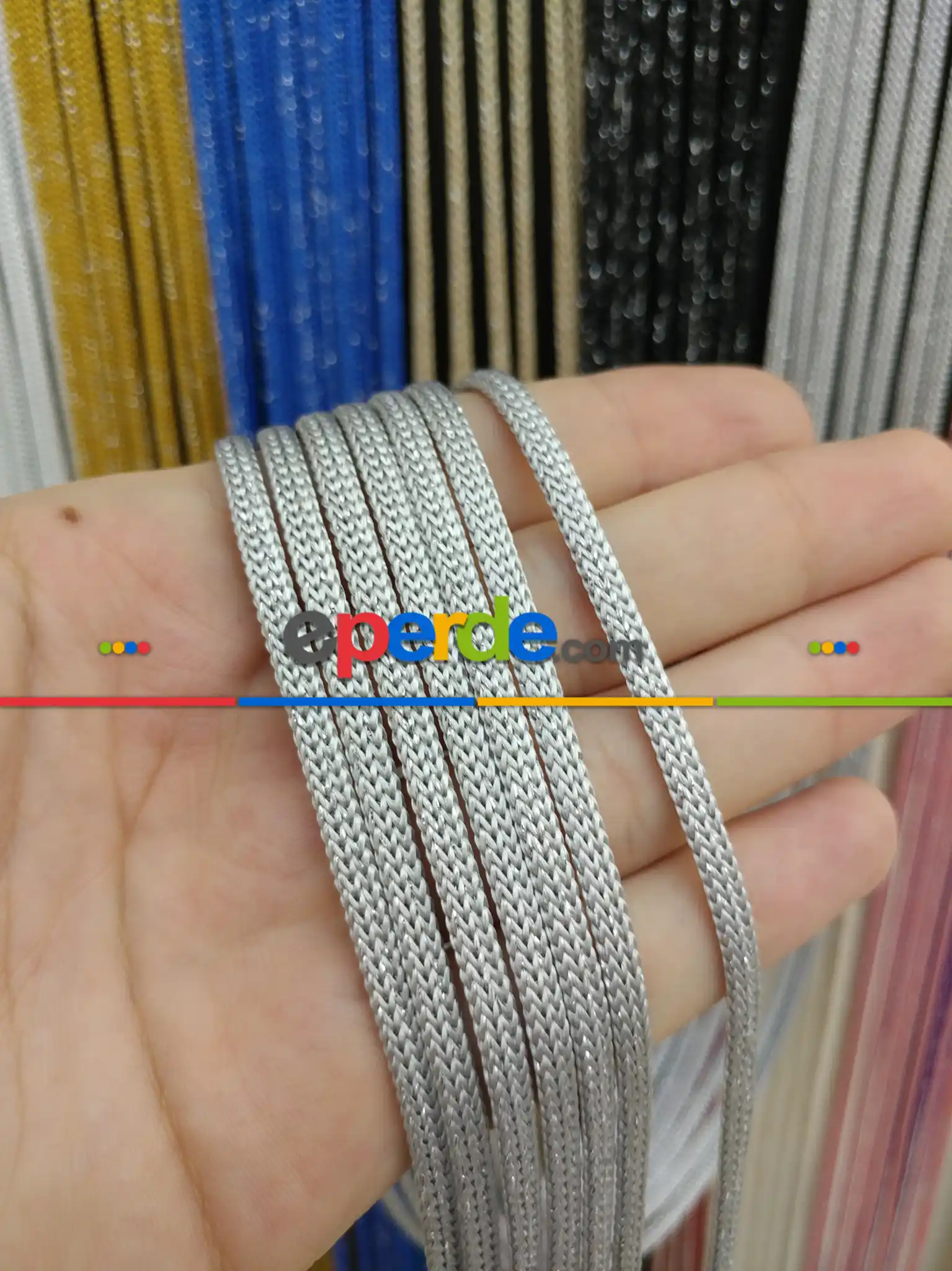 Gri Rengi Simli İp Perde Jumbo Zincir Serisi- Gri-füme-antrasit-gümüş