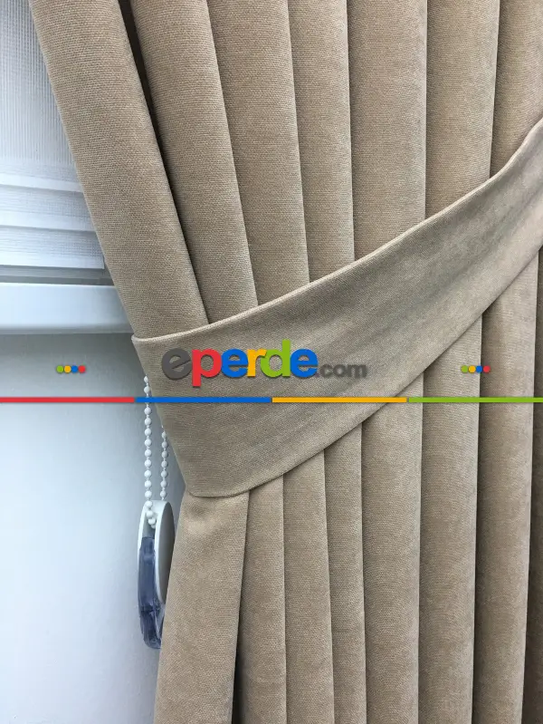 Açık Vizon Düz Fon Perde (280 Eninde)- Açık Vizon