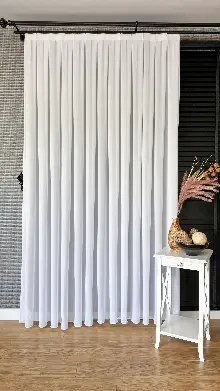 Beyaz İpek Krep Düz Tül Perde, Premium Kalite Serisidir.