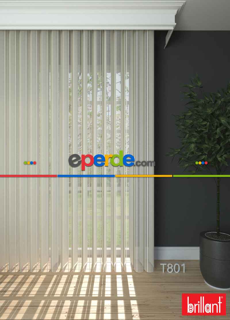 Brillant Akıllı Tül Perde Ekru Renkli Tül Dikey Zebra Perde Düz 1. Kalite