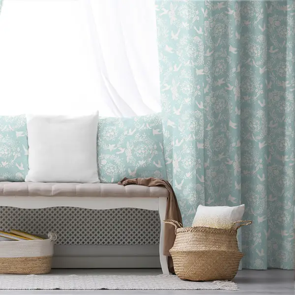 Çocuk Odası Fon Perde Evim794 Kumaşı Kalındır Duck Bezi Değildir- Mavi-beyaz