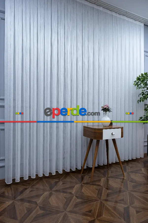 Düz Çizgili Tül -prd 2008 Pırıltılı - Dönergücü- Ekru - Kurşunlu Tül