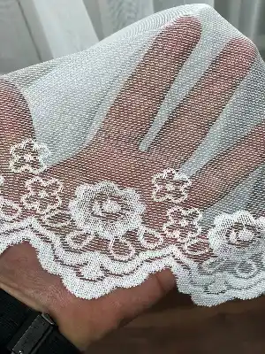 Etek Ucu Desenli Özel Örme Dokulu Kruvaze Tül Perde 100% Orjinal Ürün- Ekru