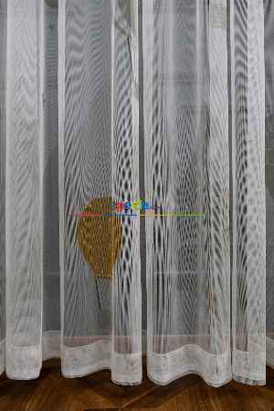 Hazır Ölçülü Petek Zemin Hardal Ve Krem Renkli Balon Desenli Grek Baskılı Tül Perde