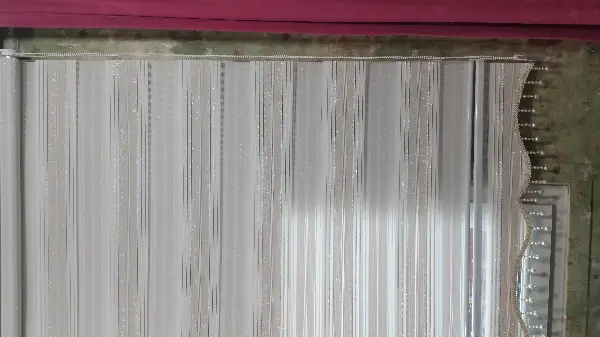 Salon Zebra Perde - Elit Simli Pileli Pudra Pembe Zebra Perde 43-4- Gri Açık