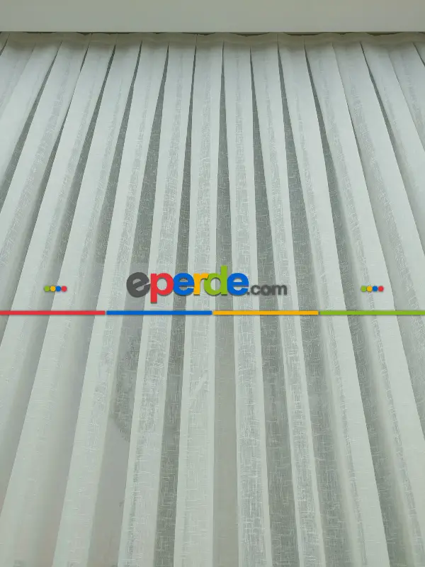 1. Kalite Şantuk Keten Ekru Tül Perde- Ekru - Kurşunlu Tül