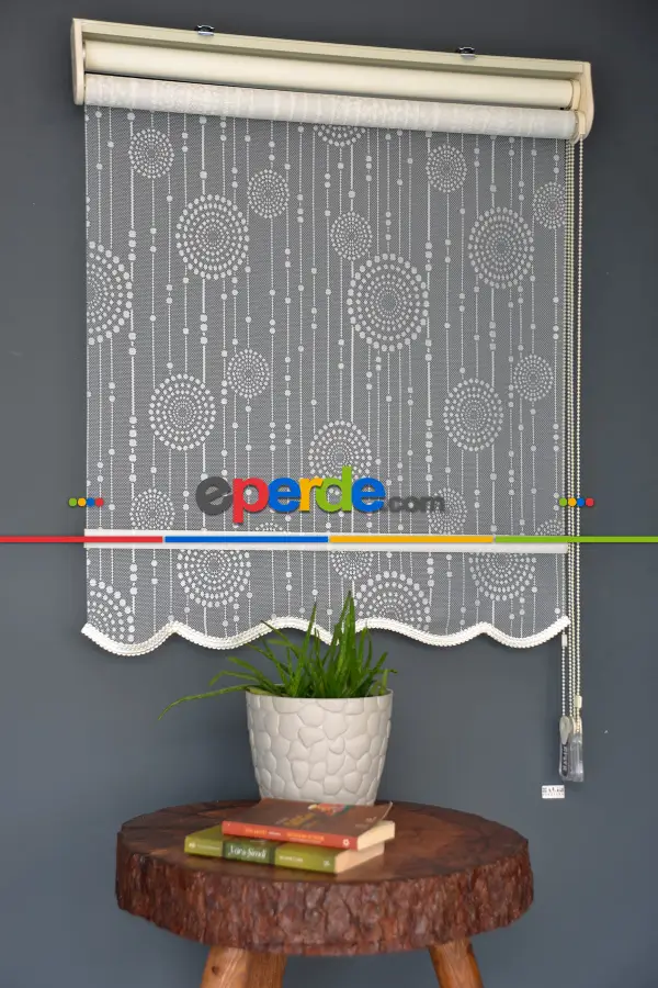 Halim Perdesan Dacuz-208 Beyaz Renk Etekli Veya Eteksiz Çift Mekanizmalı Tül Stor Perde