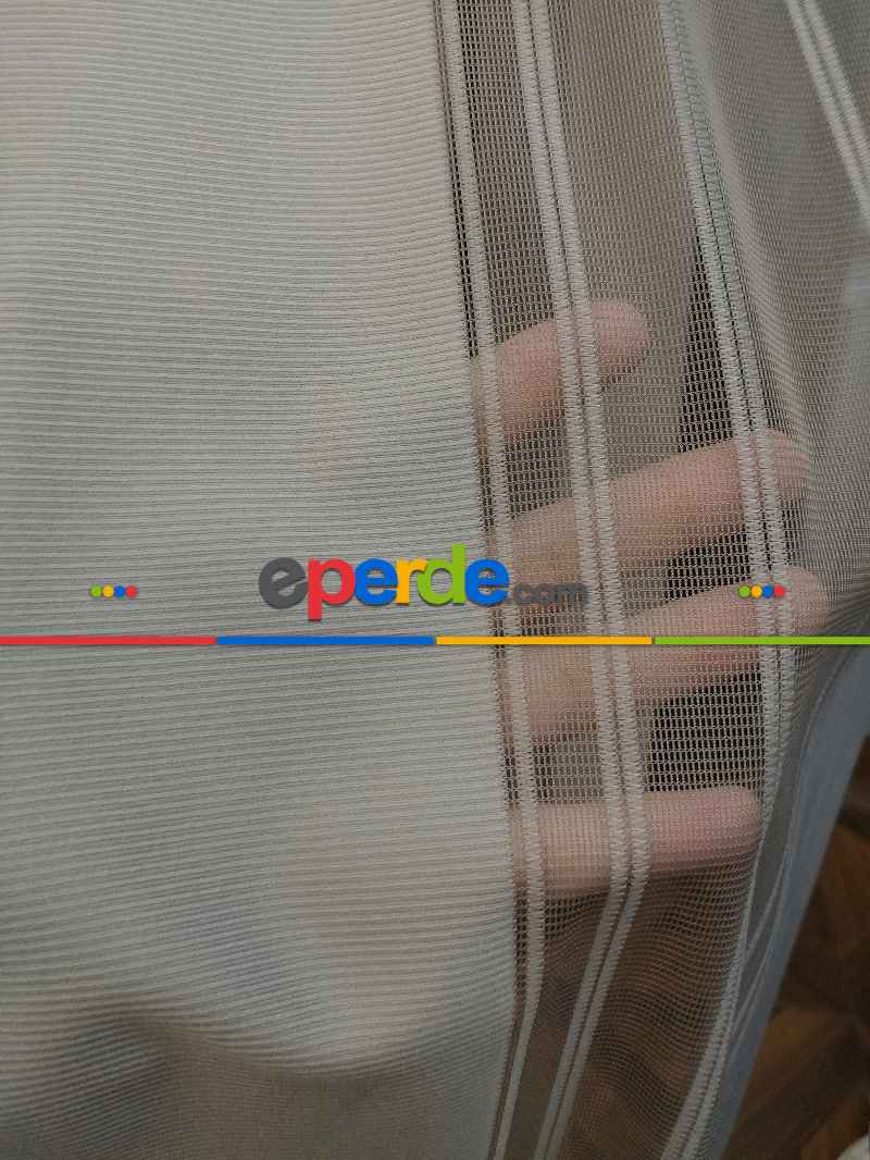 Mutfak - Lens Akıllı Dikey Tül Perde 118- Beyaz-kahve Koyu-vizon Rengi- Çok Renkli 2-taş Rengi