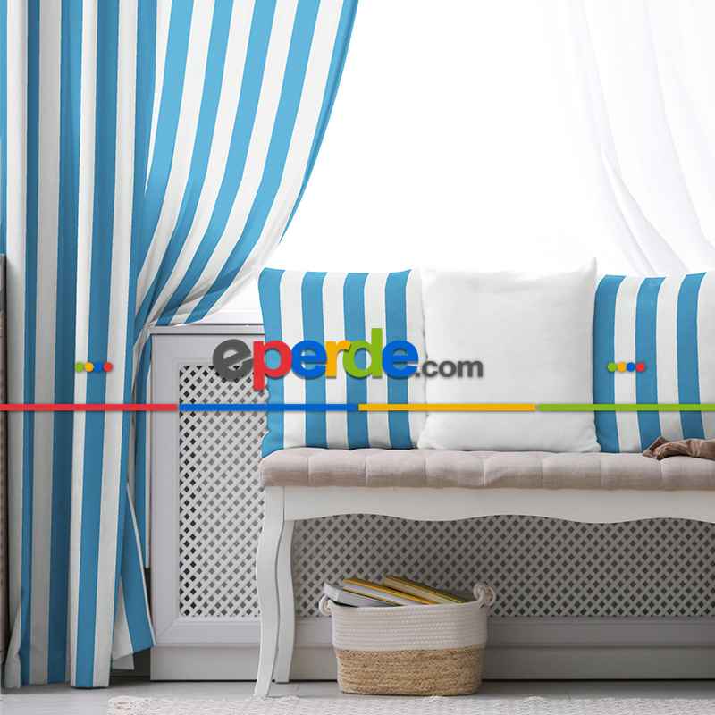 Çizgili Fon Perde Evim1622-1 Kumaşı Kalındır Duck Bezi Değildir