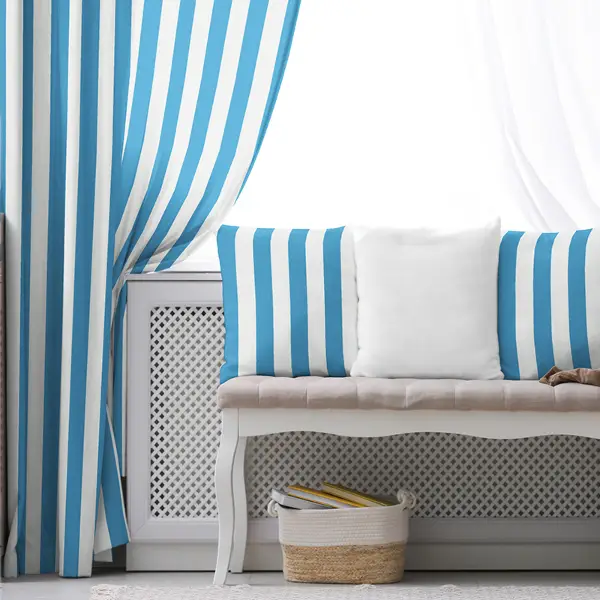 Genç Odası - Çizgili Fon Perde Evim1622-1 Kumaşı Kalındır Duck Bezi Değildir